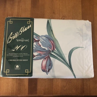 NOVO VINTAGE Bill Blass para Springmaid Lençol Duplo FESTIVAL FLORAL 200 Ct - Imagem 1 de 4