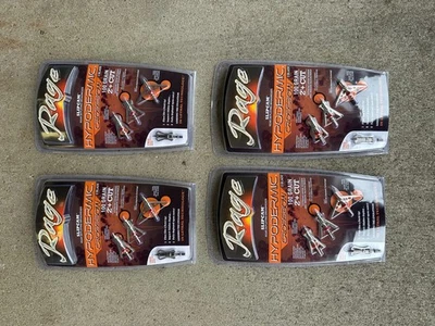 4 pks Rage Crossbow Hypodermic mechanical Broadheads 100 Grain w/ PRACTICE POINT - Image 1 of 4