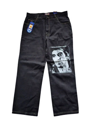 Vintage Scarface Y2K BAGGY Black Denim Jeans 34x34 DTEK Jeans NWT Rare - Image 1 of 4