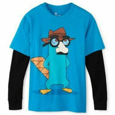 NUEVO CON ETIQUETAS ☀PHINEAS & FERB☀ Manga Larga Talla: 14/16 PERRY Nueva Camiseta Disney Niños Foto 1 de 2