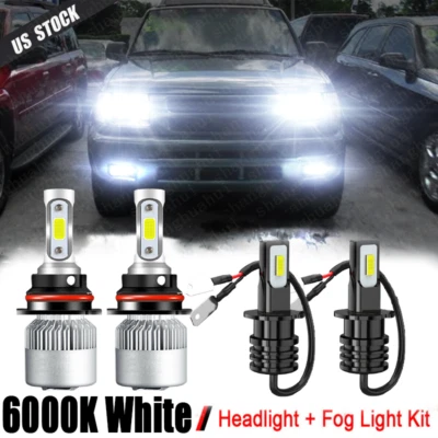 For Nissan Xterra 2000 2001 6000K LED Headlight High Low + Fog Light Bulbs Combo - Image 1 of 4