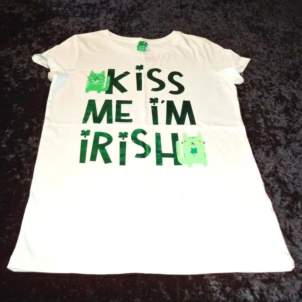 St Patrick's Day Kiss Me I'm Irish Youth Girls T 恤(尺寸 XSmall)全新! — 第 1/1 张图片
