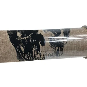 Celebrate It Ribbon Halloween Skeleton Skull Extra Wide Burlap 9" X 6 Yards New - Picture 1 of 12