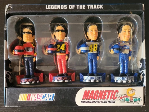 NASCAR LEGENDS OF THE TRACK JEFF GORDON JIMMIE JOHNSON MINI BOBS BOBBLEHEAD SET Cover