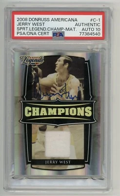 2008 Donruss Americana Sports Legends Champ Material #C-1 JERRY WEST Signed PSA - Image 1 of 2