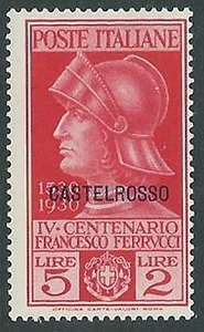 1930 CASTELROSSO FERRUCCI 5 LIRE MH * - K122 - Foto 1 di 1