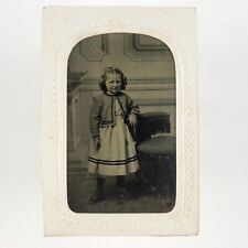 Named New London Girl Tintype c1870 Antique 1/6 Plate Connecticut Photo H666