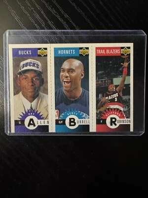 1996-97 Collector's Choice Ray Allen RC Rookie Card Mini-Cards Panels Bucks - Image 1 of 2