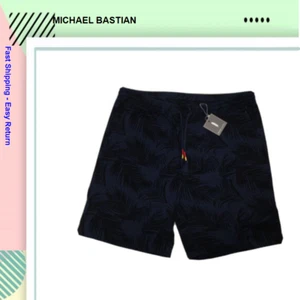 Michael Bastian Men's Leaf Print Shorts 9" Inseam M9S226, Navy, Md - Picture 1 of 2