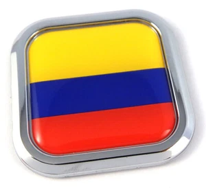 Columbia Flag Square Chrome rim Emblem Car 3D Decal Badge Hood Bumper sticker 2" - Imagen 1 de 8