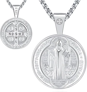 Medalla De San Benito De Plata 925 Silver St Benedict Medal Mens Saint Benito... - Picture 1 of 9