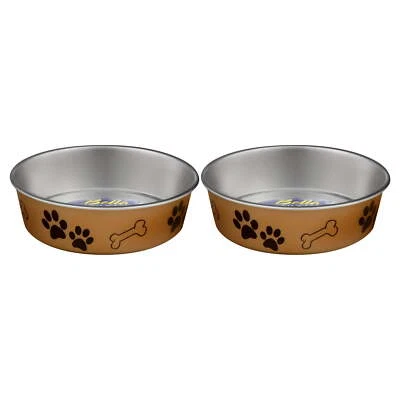 (2 pack) Loving Pets Metallic Bella Bowl Champagne Medium