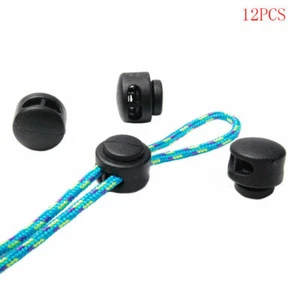 12pcs Paracord Cord Lock Clamp 2 Hole Toggle Clip Stopper Shoelace Bag Accessory - Picture 1 of 11