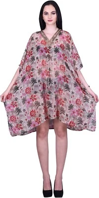 Poncho túnica caftán de gasa para mujer Top ropa de playa cubierta L-36" Foto 1 de 3