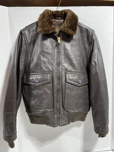 Vintage USN Military Leather Bomber Jacket Intermediate Type G-1 Size MED - Picture 1 of 13