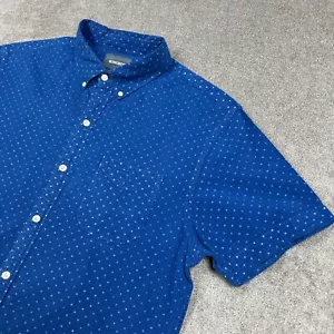 Camisa Bonobos Para Hombres Grande Con Botones Seersucker Lunares Azules Verano Informal Preppy - Imagen 1 de 8