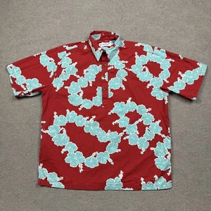 Tori Richard Hawaii Polo Herren Hemd Gr. M rot geblümt kurzarm Aloha - Bild 1 von 7