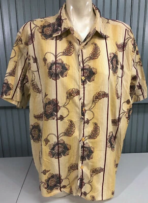 Camisa Havanera Para Hombres Floral Rayas Paisley XXL India Algodón  Foto 1 de 4