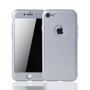 Schutz Handy Hülle für Apple iPhone 8 Full Case Cover Displayschutz Etuis Silber