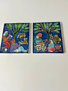Vintage Handmade Ceramic Tiles Maybe Luciano Made in Italy 4"x 4.5" - Picture 1 of 5