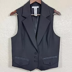 Vintage 90s Cropped Vest 12 Lace Trim Buckle Whimsigoth Witchy Dark Academia Y2K - Picture 1 of 11