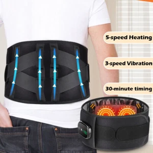 Red Light Heated Lower Back Brace Lumbar Support Waist Belt Pain Relief Massager - Picture 1 of 24