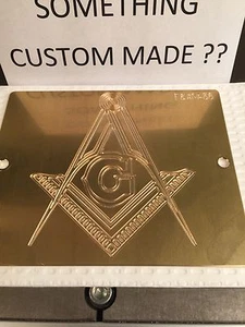 PLACA DE GRABADO DE LATÓN MACIZO EMBLEMA DE ALBAÑILERÍA PARA NUEVA BANDEJA DE FUENTES HERMES - Imagen 1 de 7