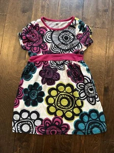 TEA COLLECTION Floral Dress Purple & Pink Rouched Sleeves Girls 4 Spring Summer - Picture 1 of 5