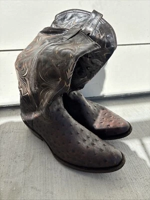 Botas vaqueras vaqueras para hombre 15" eje cuero verde y marrón EE. UU. 10EW Foto 1 de 4