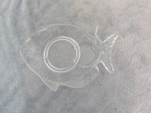 Seven Fish Shaped Clear Glass Plates with Dipping Cup Ring for Seafood - Picture 1 of 6