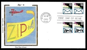 2150 + 2150a 21.1c Stamp (1985) THE ZIP AND ZIP+4 FDC - COLORANO - PLATE NUMBERS - Picture 1 of 1