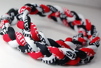 NEW! 20" Black White Red 3 Rope Titanium Sports Tornado Baseball Necklace Kids
