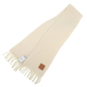 LOEWE Anagram Mohair Wool Nylon Scarf Stole White Authentic Used F/S - Picture 1 of 11