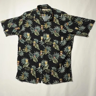 Campia Mens Black & Green Tropical Button Down Short Sleeve Shirt Excellent - Image 1 of 4