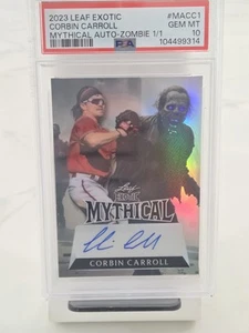 2023 Leaf Exotic Mythical Corbin Carroll 1/1 RC AUTO Zombie Prismatic PSA 10 GEM - Picture 1 of 4