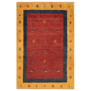 Alfombra persa anudada a mano Gabbeh 123x85 cm Orient Wolle Carpet Rug roja - Imagen 1 de 9