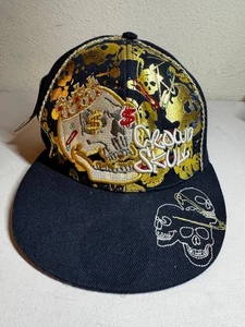 Cappello aderente ricamato con teschio corona Flat Bill Cap - Taglia L - YIWEIKE - Nuovo con etichette - Foto 1 di 4