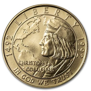1992-W Gold $5 Commem Columbus Quincentenary BU (Capsule Only) - Picture 1 of 2