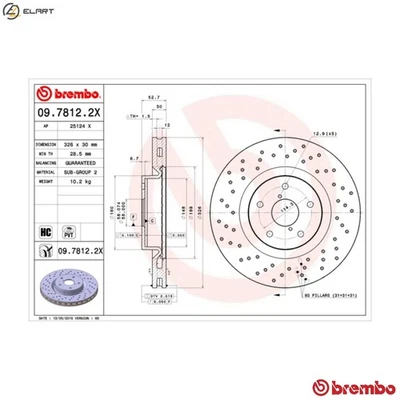 2x BRAKE DISC 09.7812.2X FOR SUBARU EJ255/EJ257 2.5L EJ207 2.0L 4cyl - Image 1 of 4