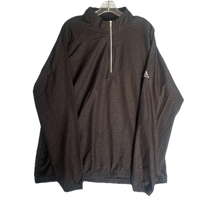 Adidas Debossed Quarter Zip Crew Pullover Jacket Black  Men's  Size 2XL - Image 1 of 4