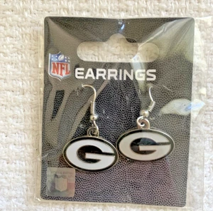 Green Bay Packers Fan NFL Football Hook Earrings Dangle G Logo Mom Wife Gift - Picture 1 of 8
