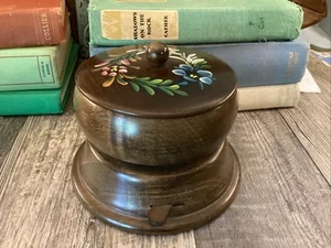 Music box REUGE rotondo vintage MCM legno svizzero dipinto a mano ottimo - Foto 1 di 10