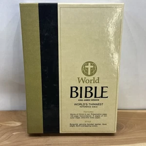 Weltbibel KJV World’s Thinnest Reference Bible BURGUNDY Leather Gold Edges - Bild 1 von 16