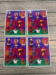 Set 4 fogli adesivi Russ Berrie Trolls vintage anni 90 da collezione Halloween - Foto 1 di 3
