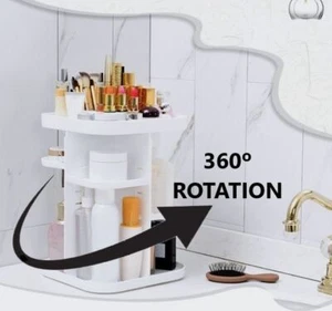 360 Rotating Large Capacity Makeup Organizer for Bedroom and Bathroom (White) - Picture 1 of 10