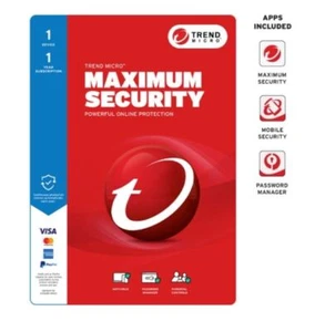 Trend Micro Maximum Security (1 Device) 1Yr Retail Mini Box Auto Renew - Picture 1 of 1
