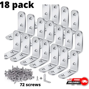 18pcs L Bracket Corner Brace Set Stainless Steel 40x40mm 90 Degree Right Angle - Picture 1 of 7