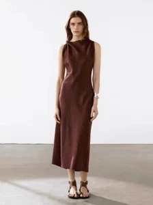 Massimo Dutti Damen ärmelloses, taillenschnürendes und schlankmachendes langes Kleid - Bild 1 von 8
