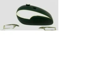 TRIUMPH T140 GREEN & CREAM PAINTED STEEL FUEL PETROL TANK+ BADGES + CAP - Picture 1 of 6