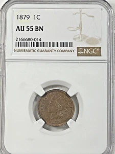 1879 Indian Cent : NGC AU55BN - Picture 1 of 4